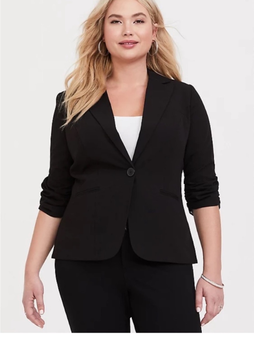 NWT TORRID STUDIO GABARDINE MADISON Single Button BLAZER - BLACK 1X